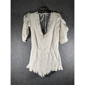 Victoria Secret Romper Women Large White‎ Sheer Lace Trim Summer Vacation REsort